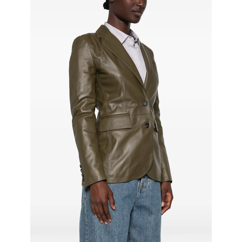 Leather Single-Breasted Jacket