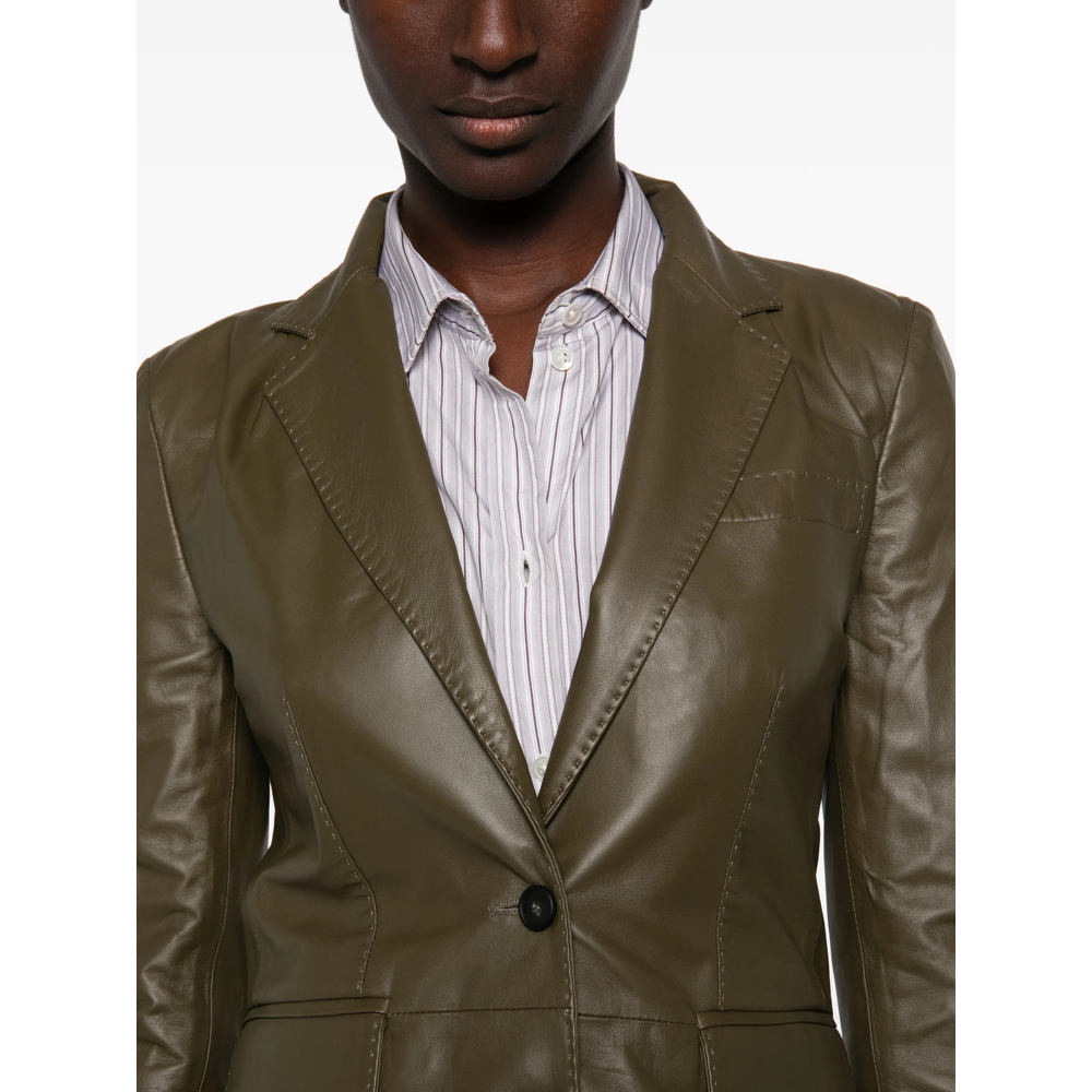 Leather Single-Breasted Jacket