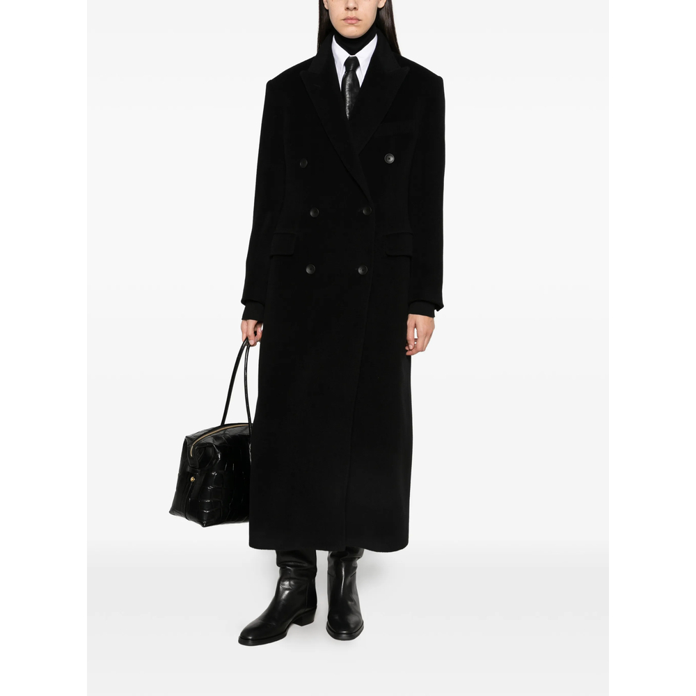Caitlyn Double-Breasted Peak-Lapel Coat