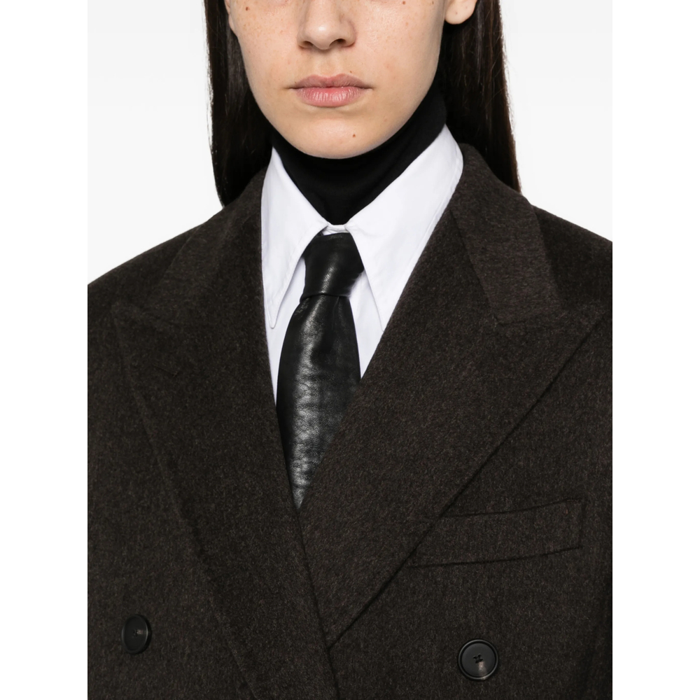 Caitlyn Double-Breasted Peaked-Lapel Coat