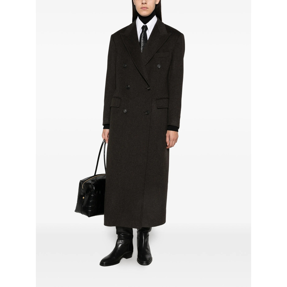 Caitlyn Double-Breasted Peaked-Lapel Coat