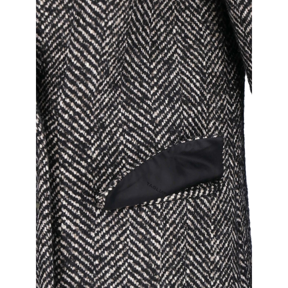 Herringbone-Pattern Double-Breasted Coat