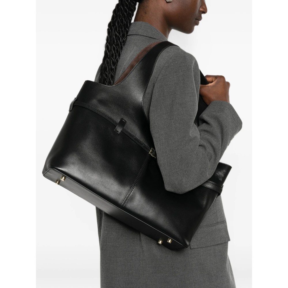 Buckled Leather Shoulder Bag