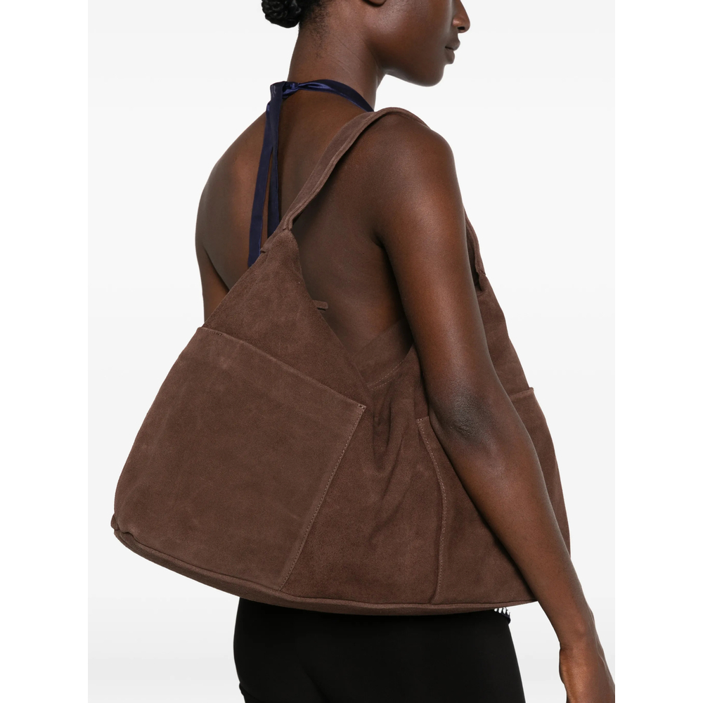 Suede Slip-Pocket Tote Bag