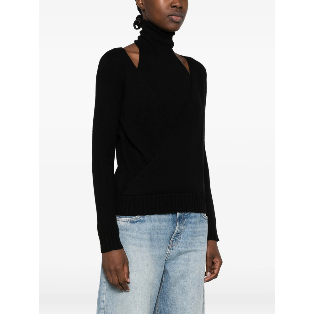 Cut-Out Wrap-Style Sweater