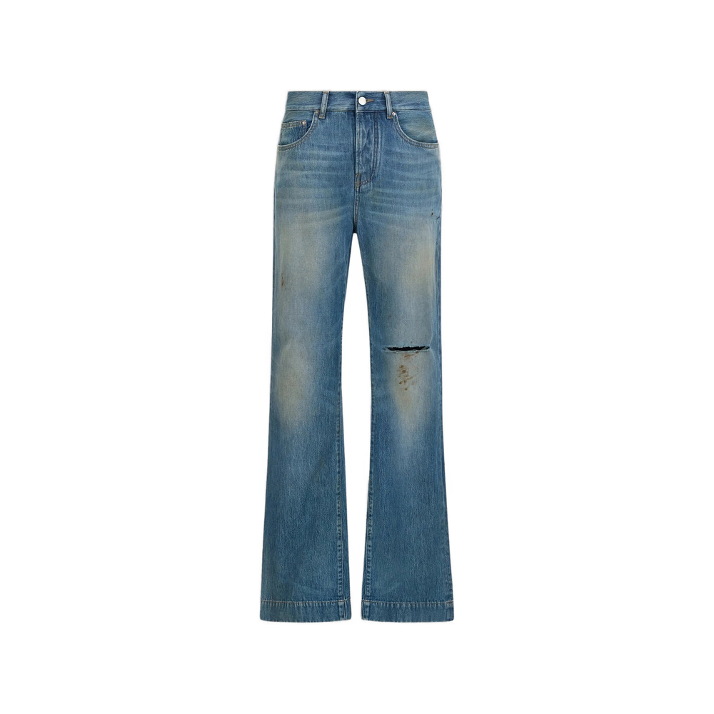 Distressed Paint-Splatter Jeans