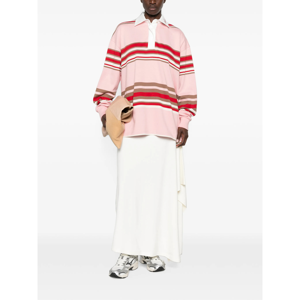Striped Oversized Long-Sleeve Polo