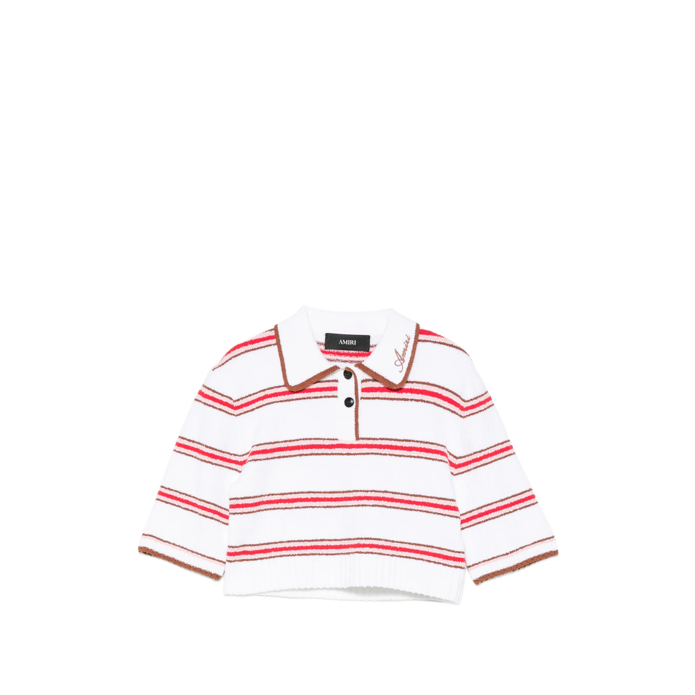 Amiri Striped Logo-embroidered Polo Top