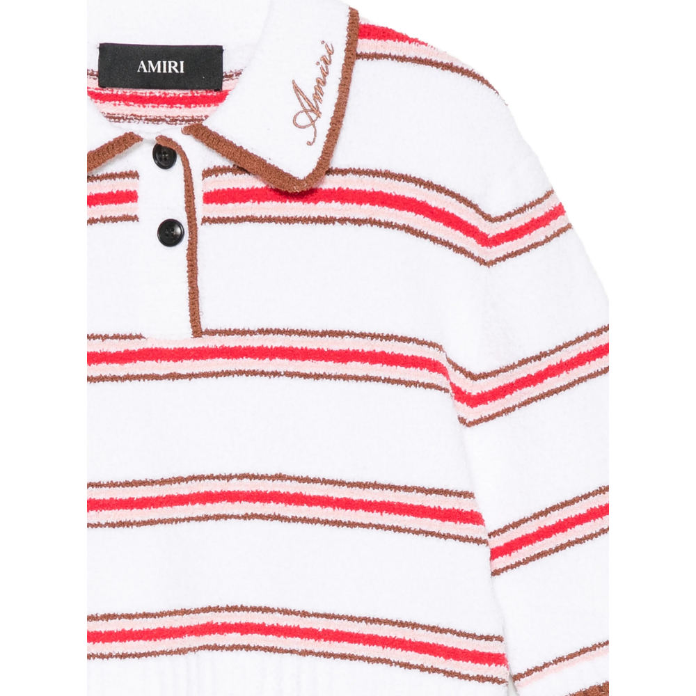 Striped Logo-Embroidered Polo Top