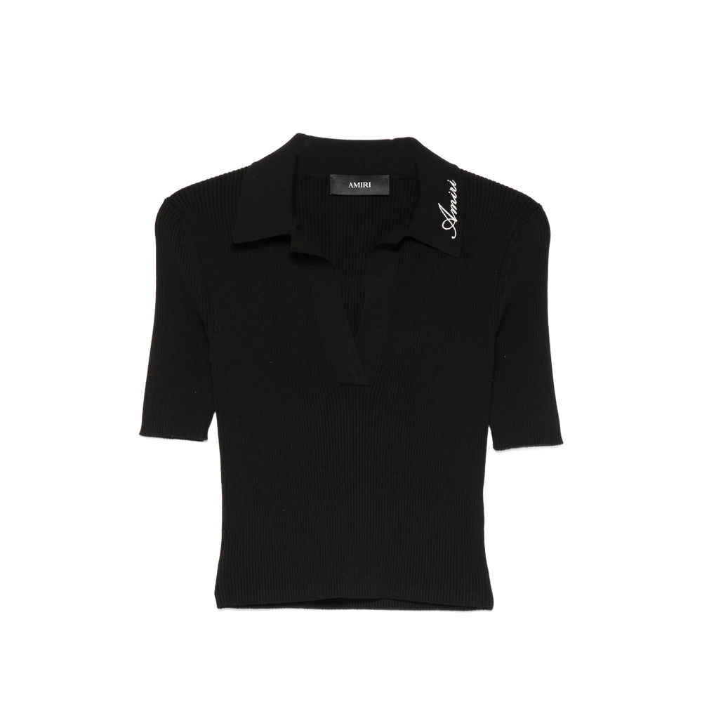 Amiri Script Rib Knit Ss Polo
