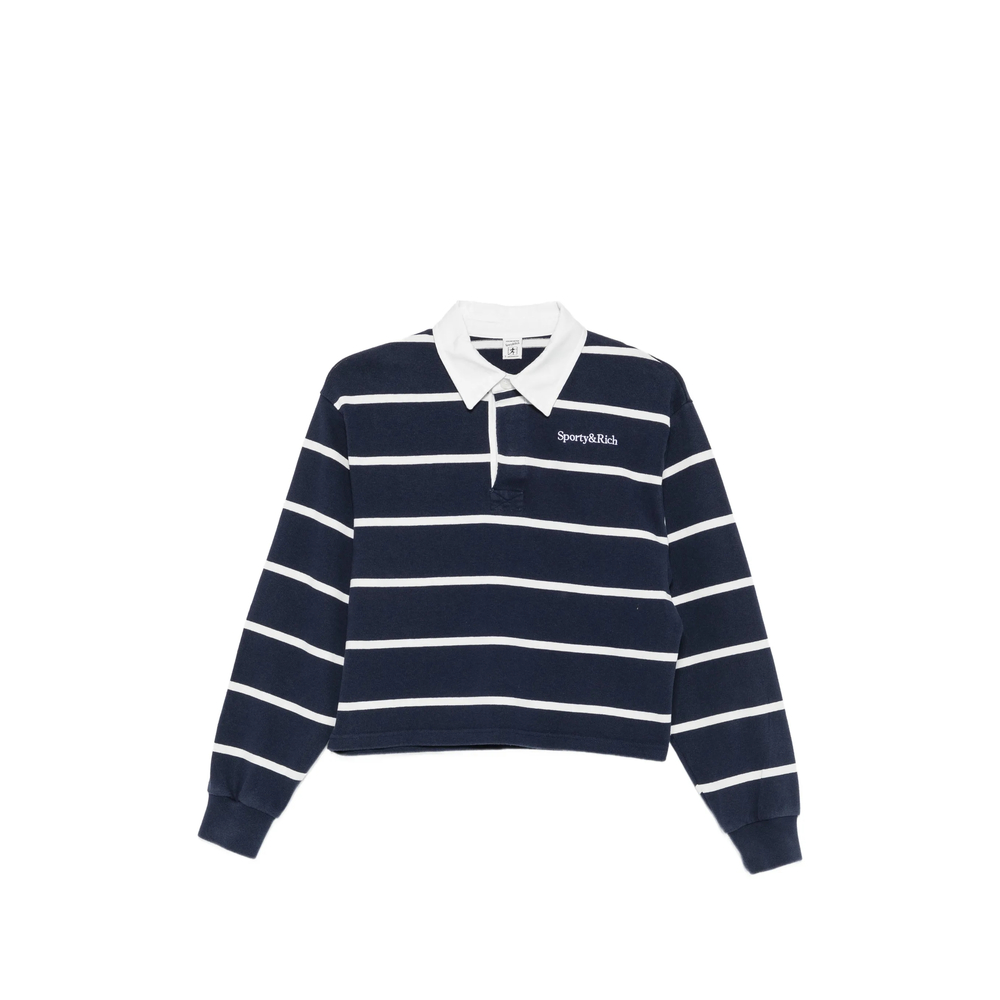 Sporty & Rich Striped-pattern Cropped Rugby Shirt