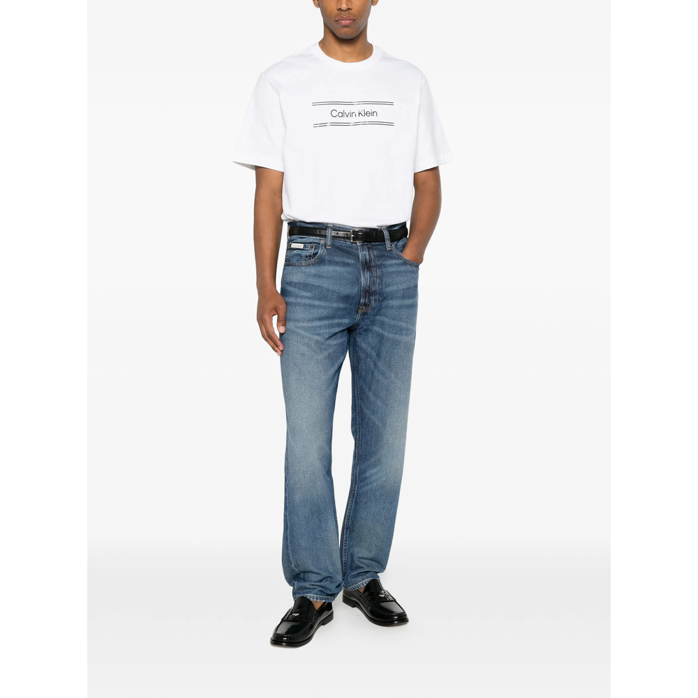 Faded-Effect Straight-Leg Jeans
