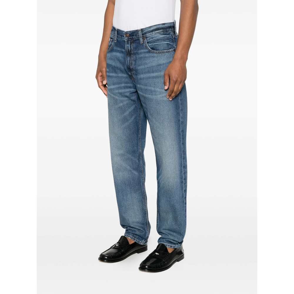 Faded-Effect Straight-Leg Jeans