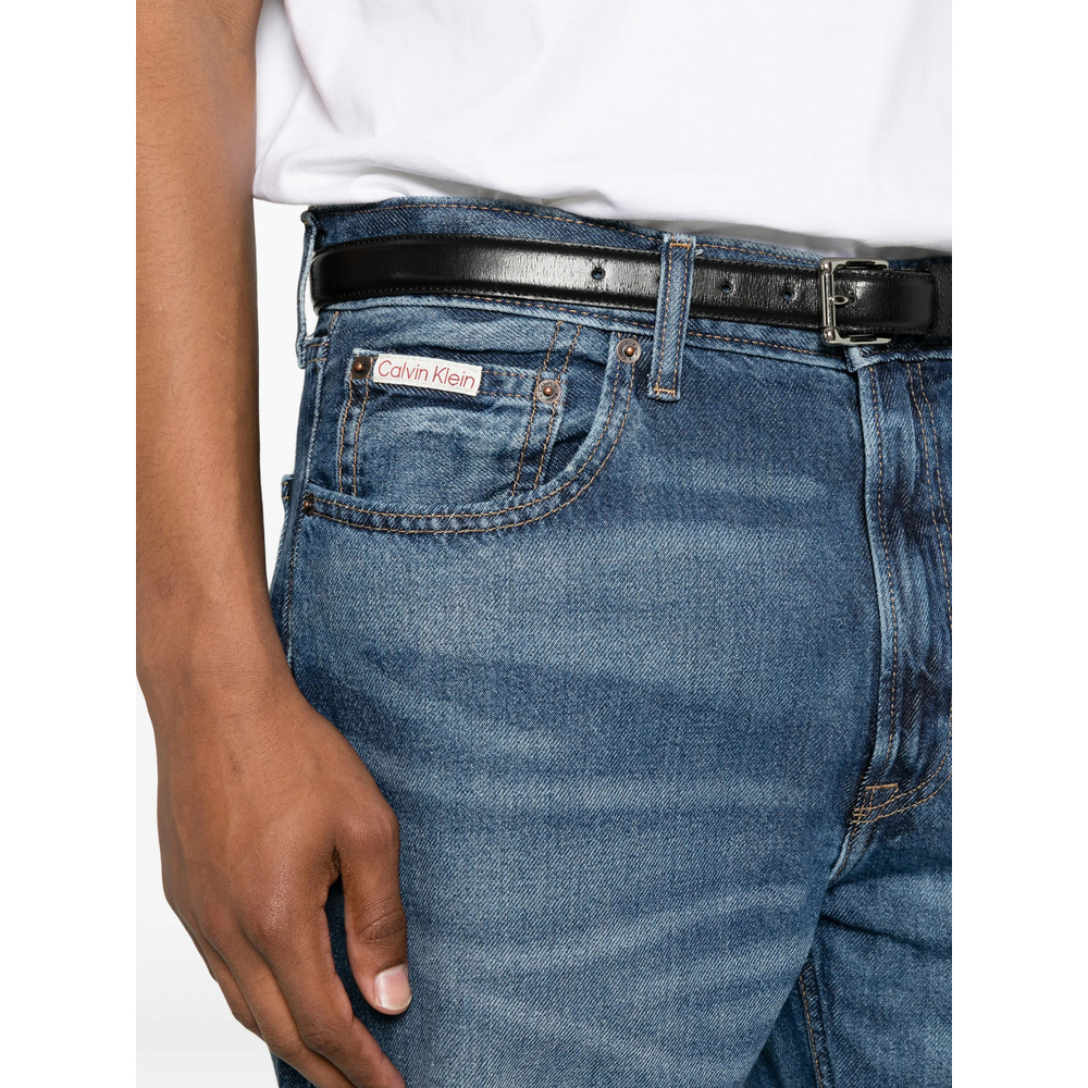 Faded-Effect Straight-Leg Jeans
