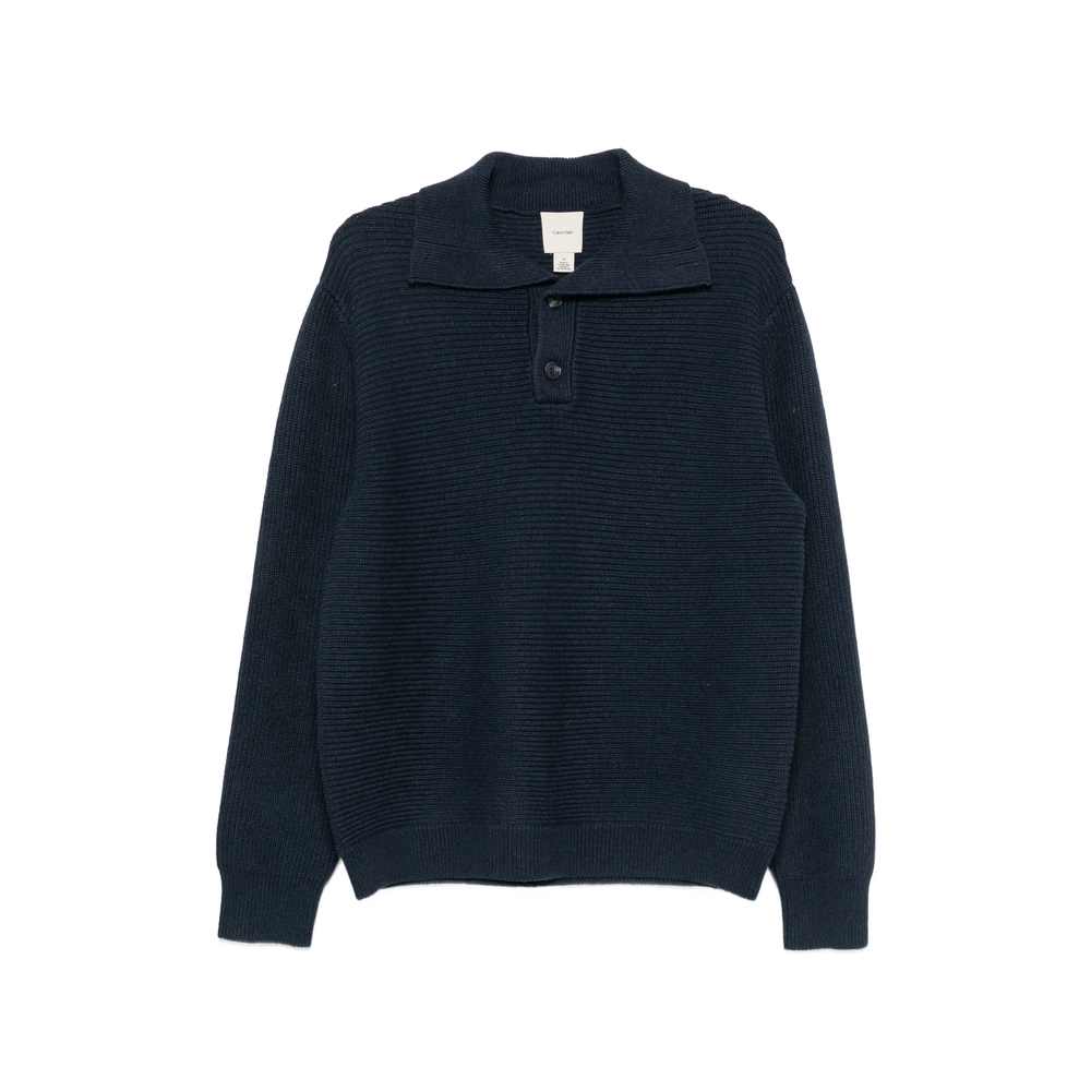 Calvin Klein Ribbed-knit Polo Sweater