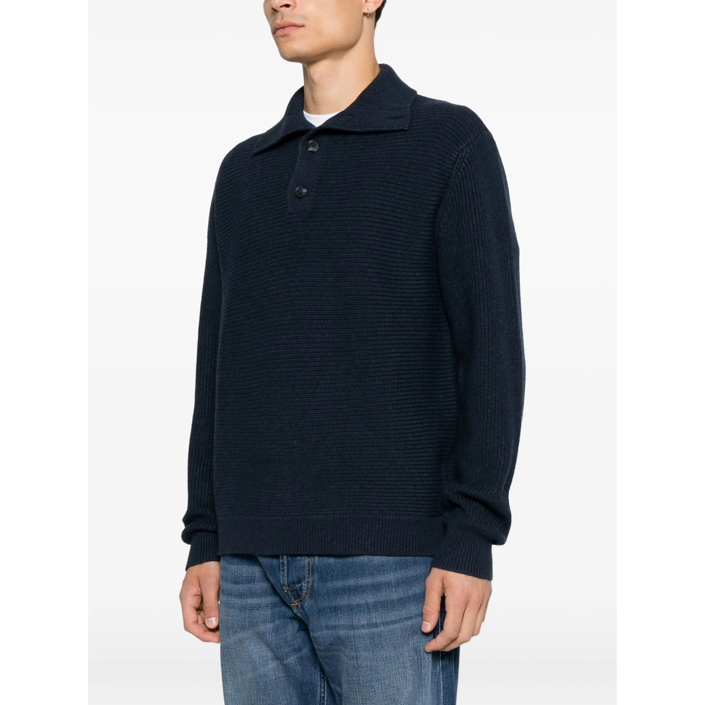 Ribbed-Knit Polo Sweater