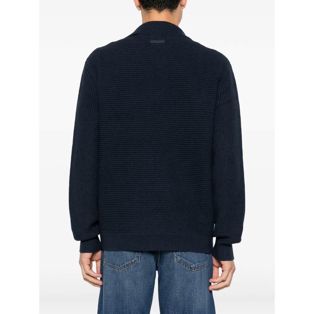 Ribbed-Knit Polo Sweater