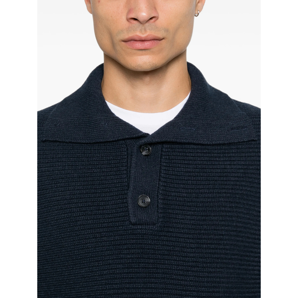 Ribbed-Knit Polo Sweater