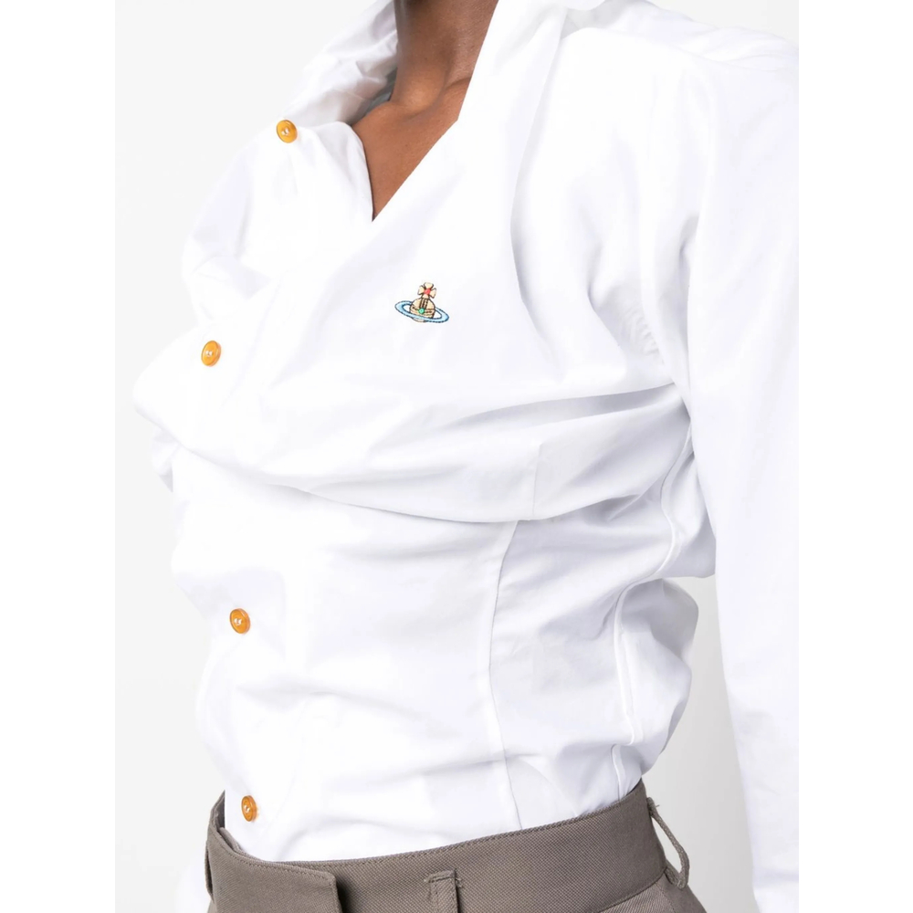 Draped Orb-Embroidered Shirt