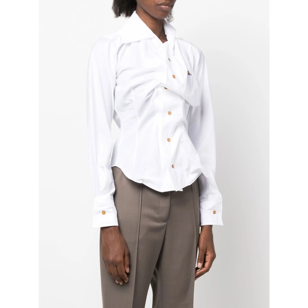 Draped Orb-Embroidered Shirt