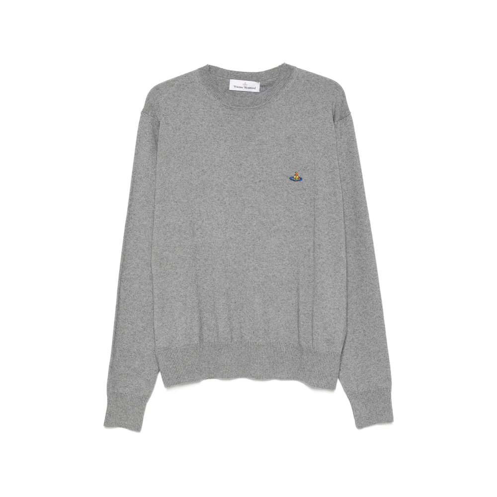 Vivienne Westwood Alex Embroidered-detail Crew-neck Long-sleeve Knitted Cotton T-shirt