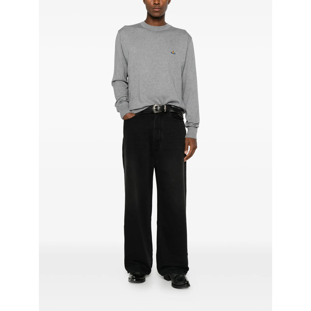 Alex Embroidered-Detail Crew-Neck Long-Sleeve Knitted Cotton T-Shirt
