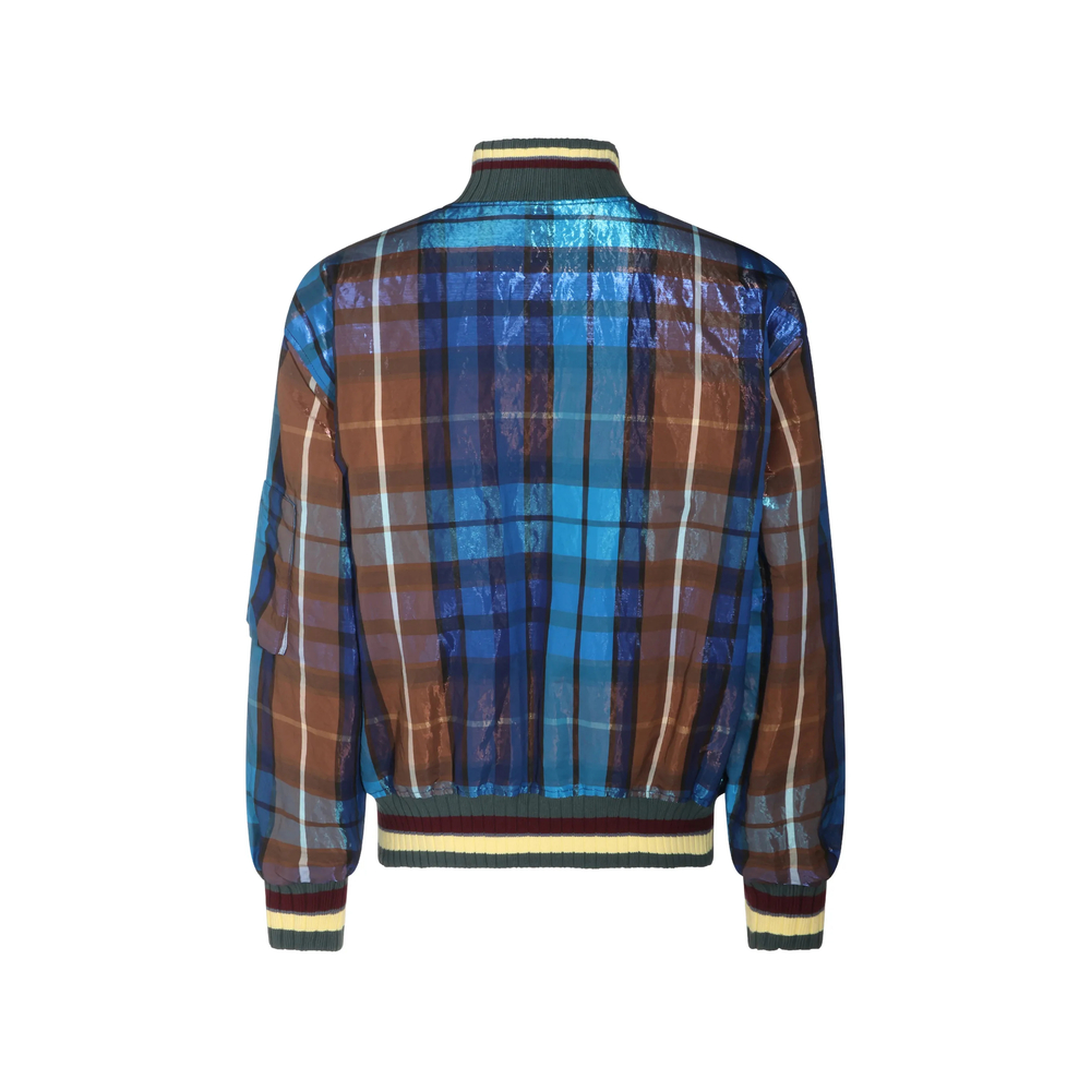 Plaid-Pattern Bomber Jacket