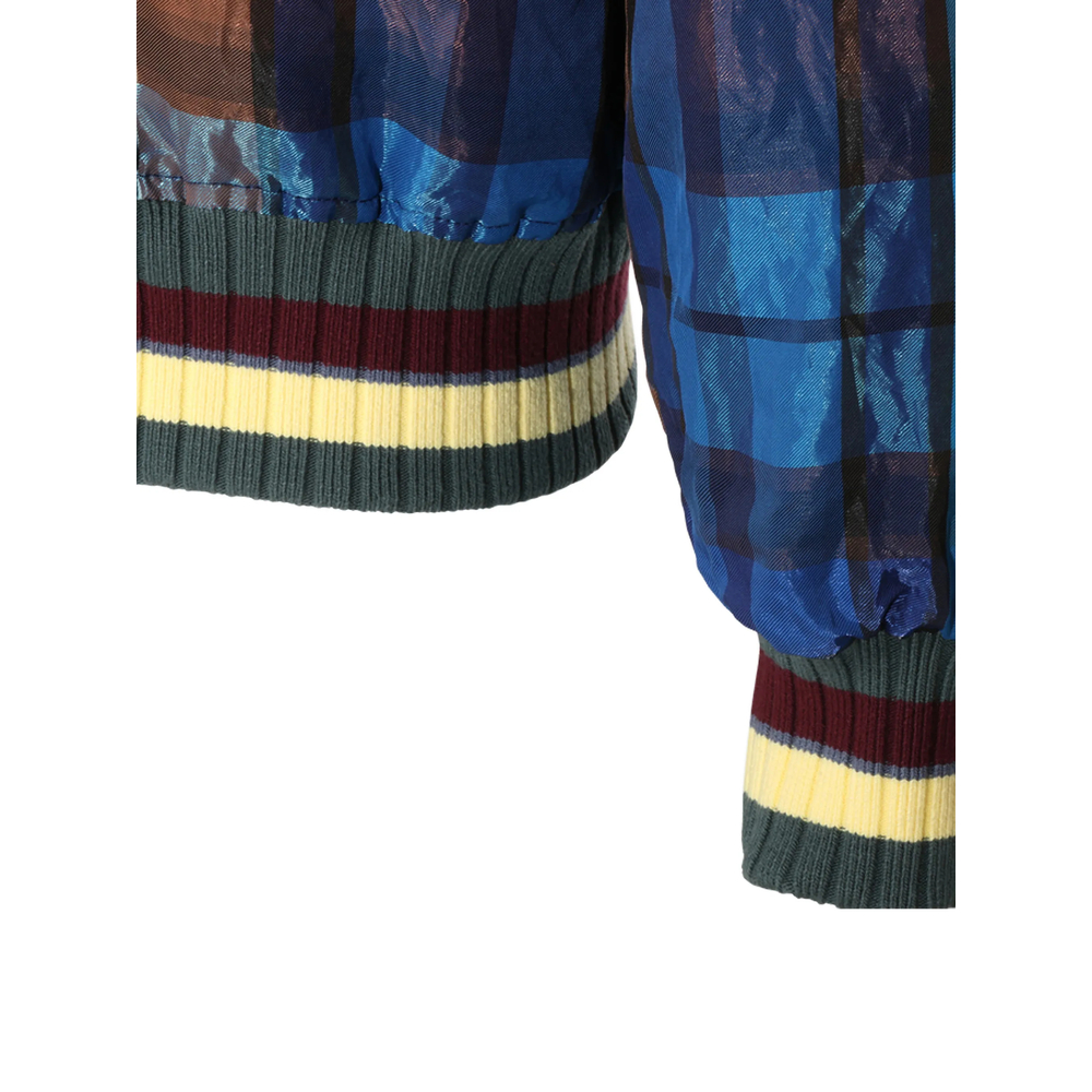 Plaid-Pattern Bomber Jacket