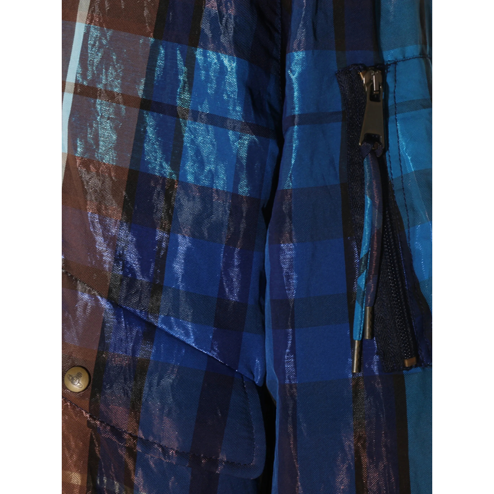 Plaid-Pattern Bomber Jacket