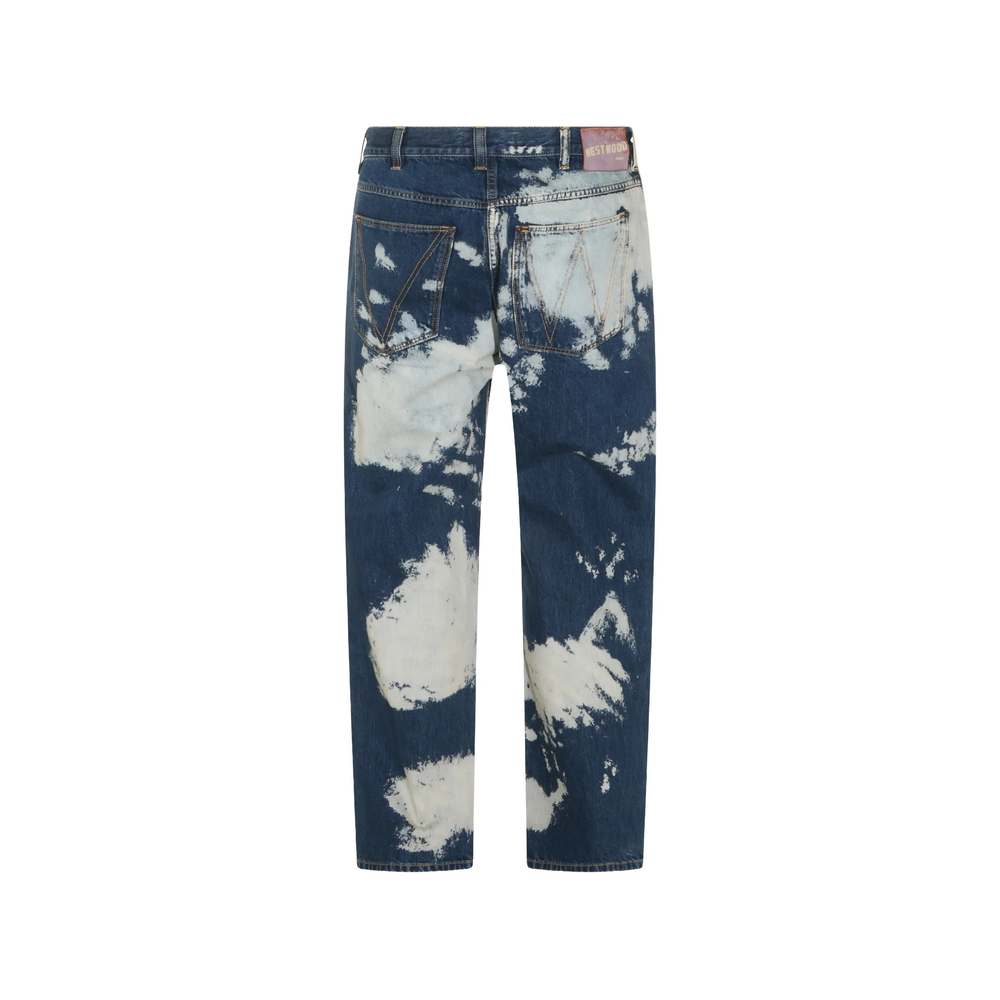 Bleach-Effect Straight-Leg Jeans