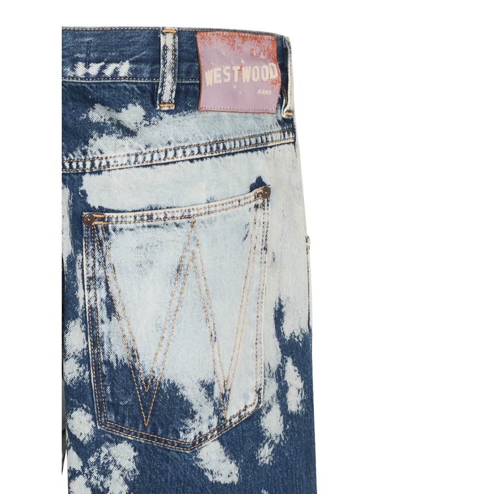 Bleach-Effect Straight-Leg Jeans