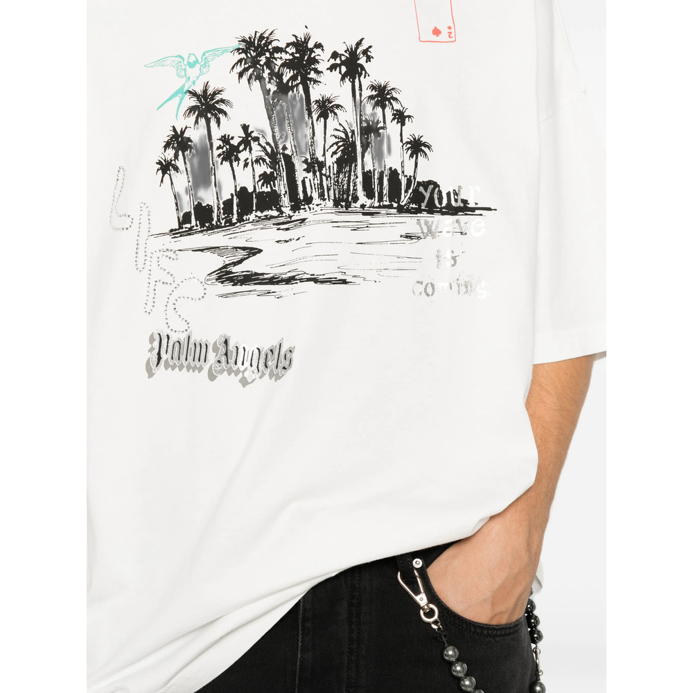 Graphic-Print Rhinestone-Embellished T-Shirt