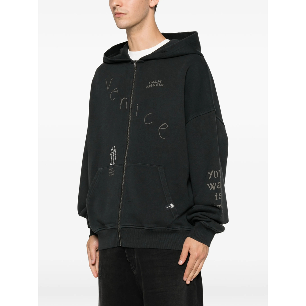 Graphic-Print Zip-Up Hoodie