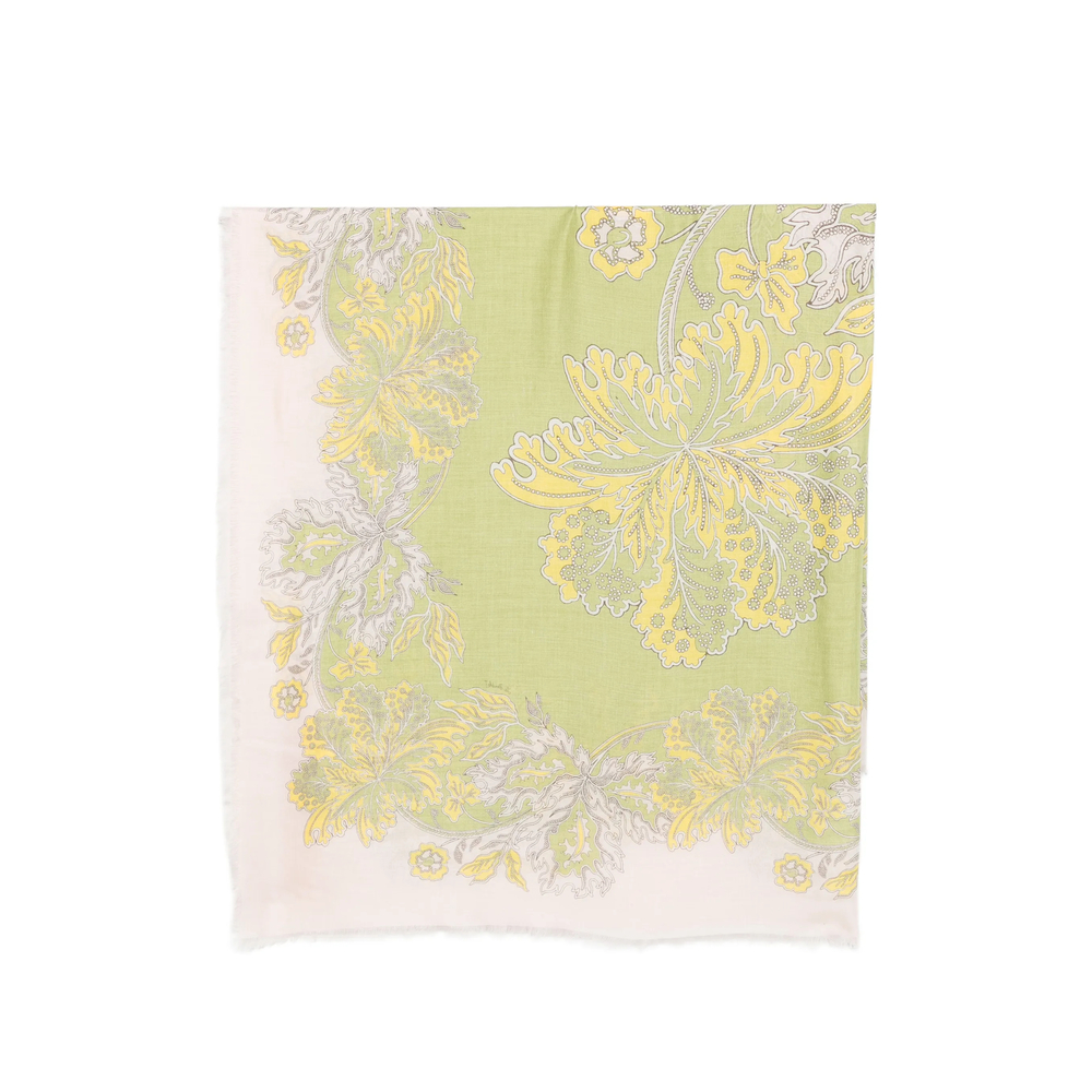 La Doublej Floral-print Frayed-edge Scarf