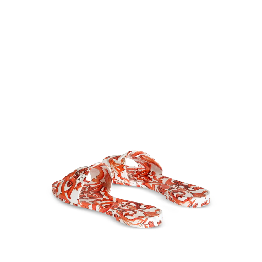 Majolica-Print Rubber Beachwear Slides