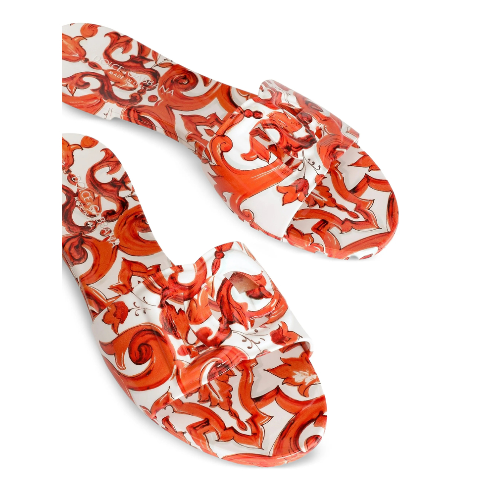 Majolica-Print Rubber Beachwear Slides