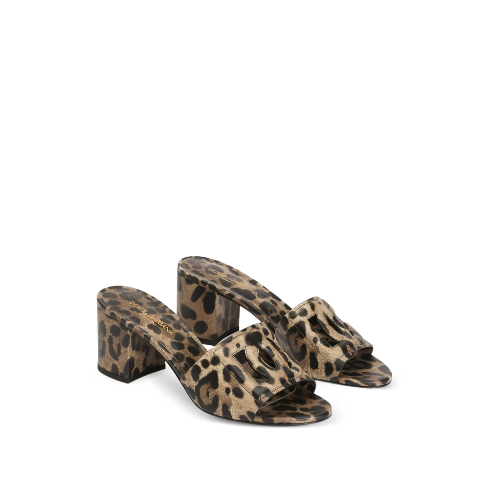 Leo-Print Calfskin Mules