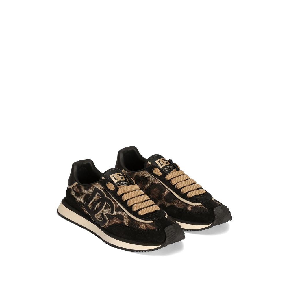 Leo-Print Fabric Dg Cushion Sneakers