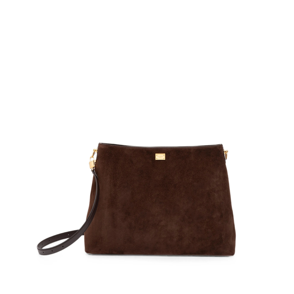 Dolce & Gabbana Large Vittoria Suede Cross Body Bag In Brown