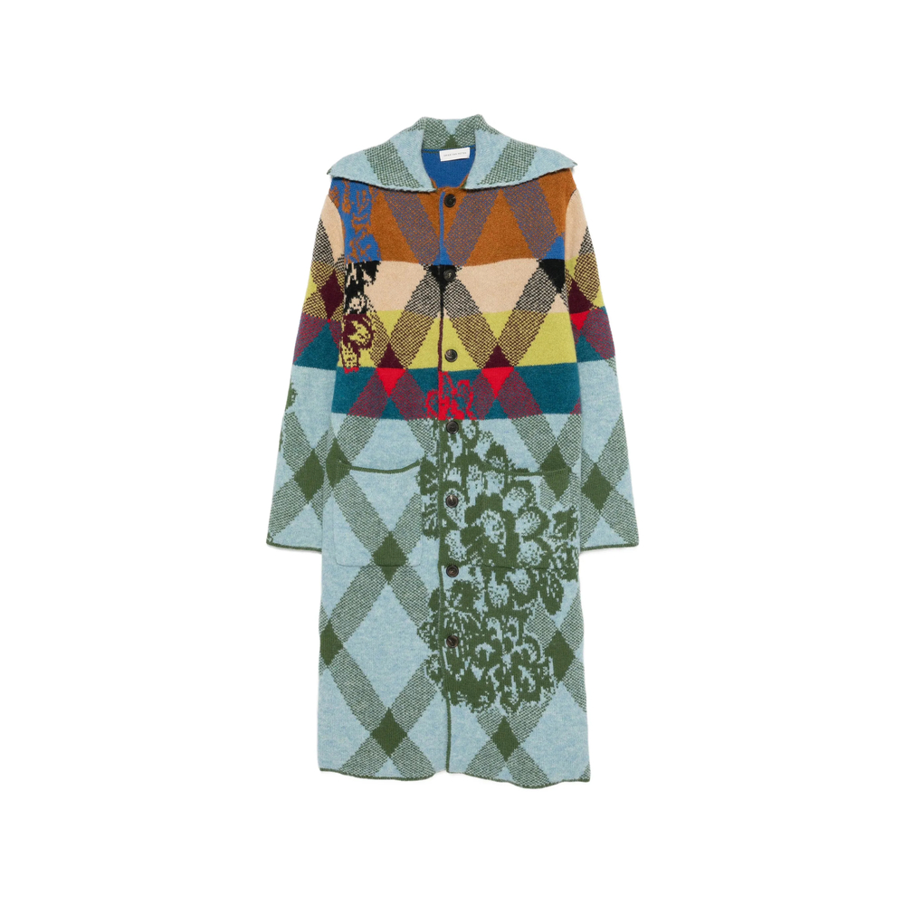 Dries Van Noten Argyle Floral-pattern Coat