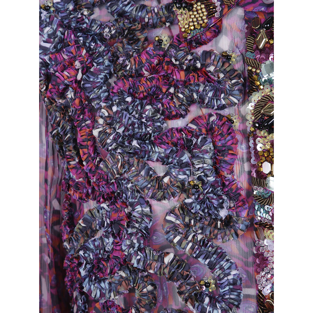 Marbled Clay Embellished Ruffled Shirt