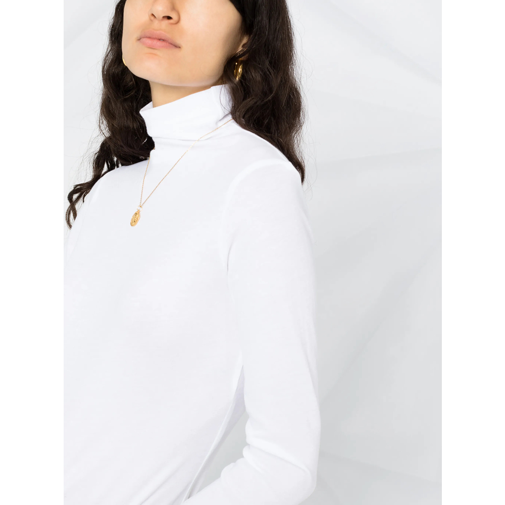 Roll-Neck Cotton Blouse