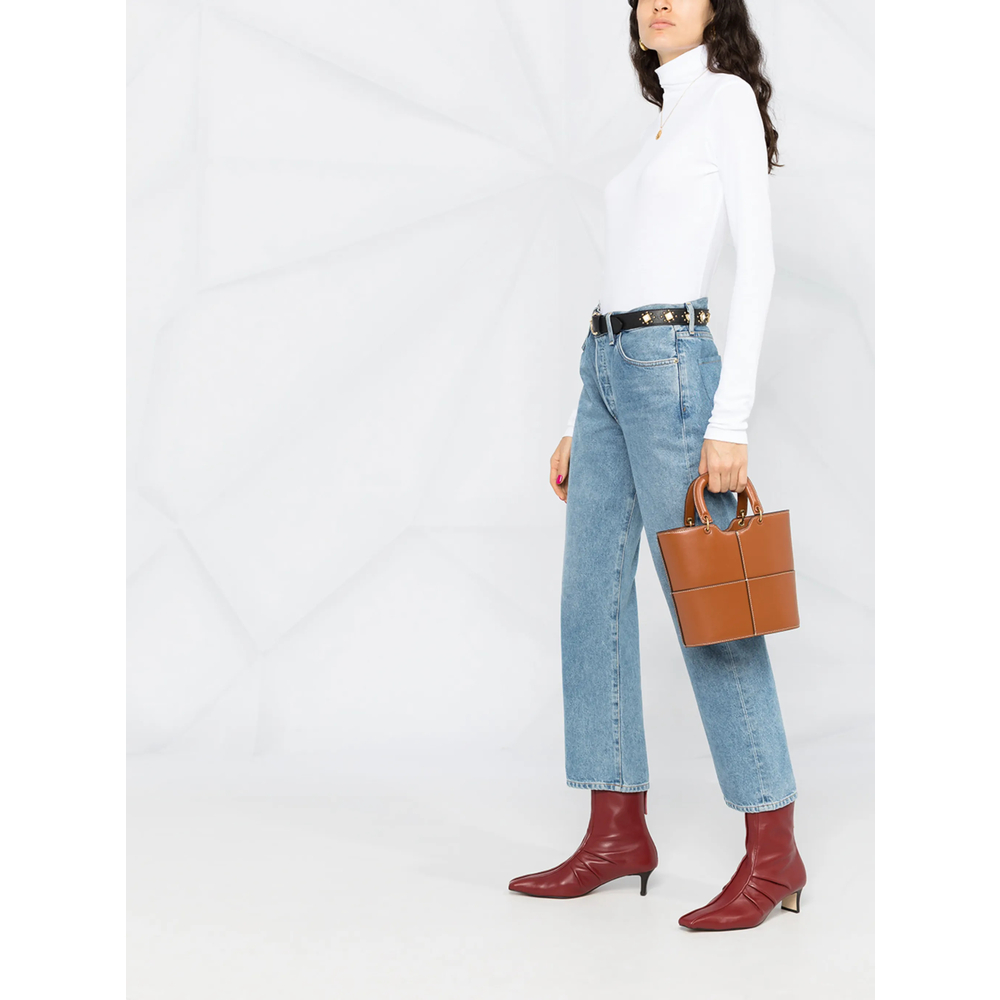 Roll-Neck Cotton Blouse