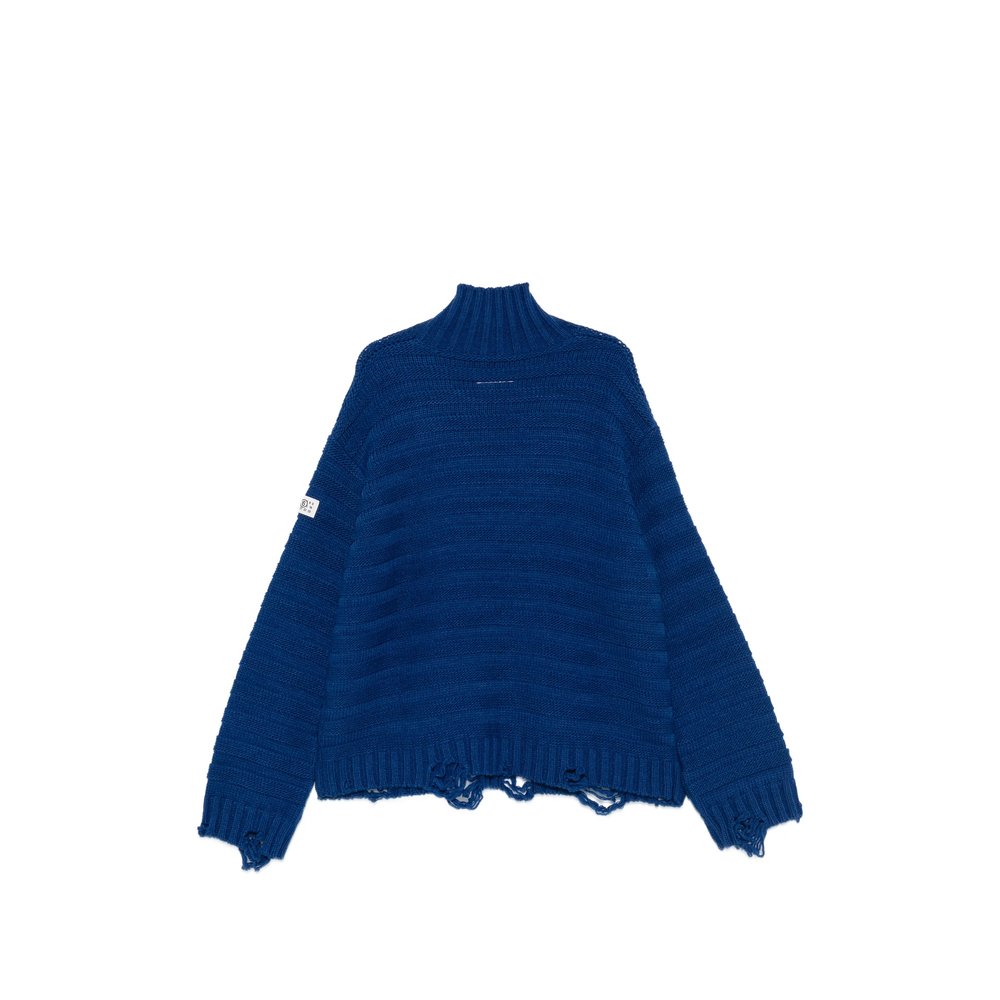 Mm6 Maison Margiela Distressed Ribbed-Knit Sweater