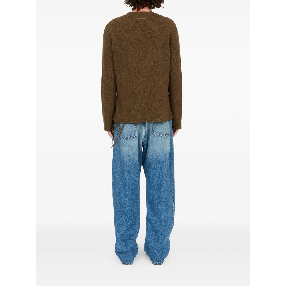 Mm6 Maison Margiela Logo-Print Distressed Sweater