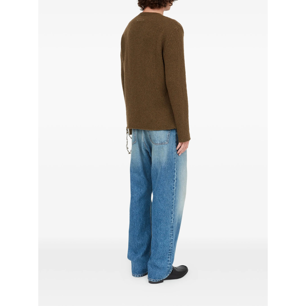 Mm6 Maison Margiela Logo-Print Distressed Sweater