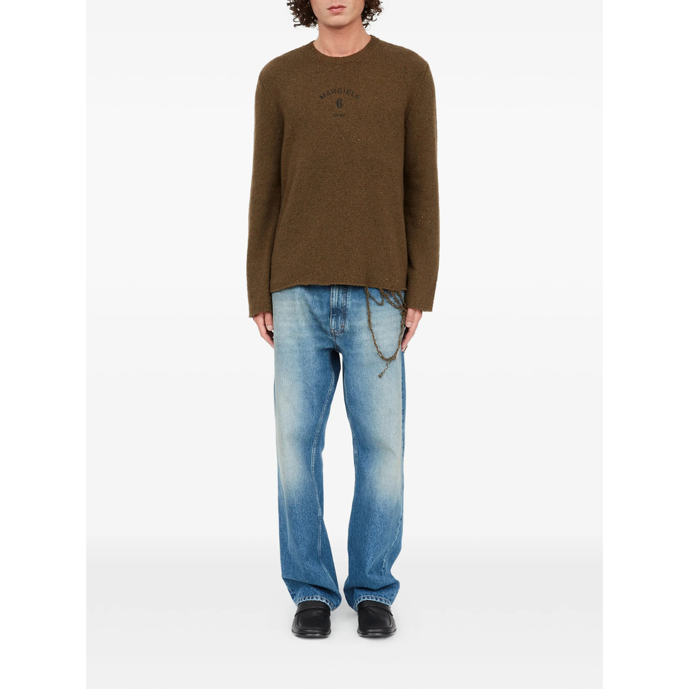 Mm6 Maison Margiela Logo-Print Distressed Sweater