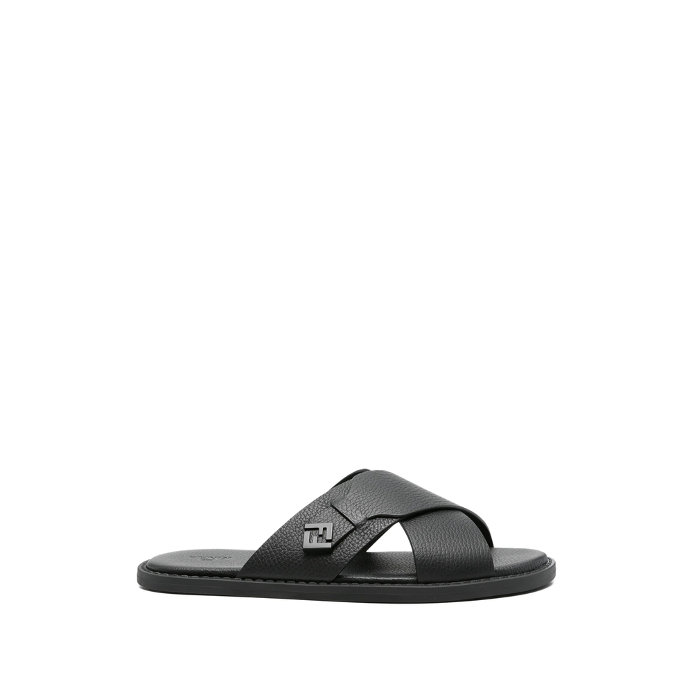 Fendi Squared FF Leather Slides