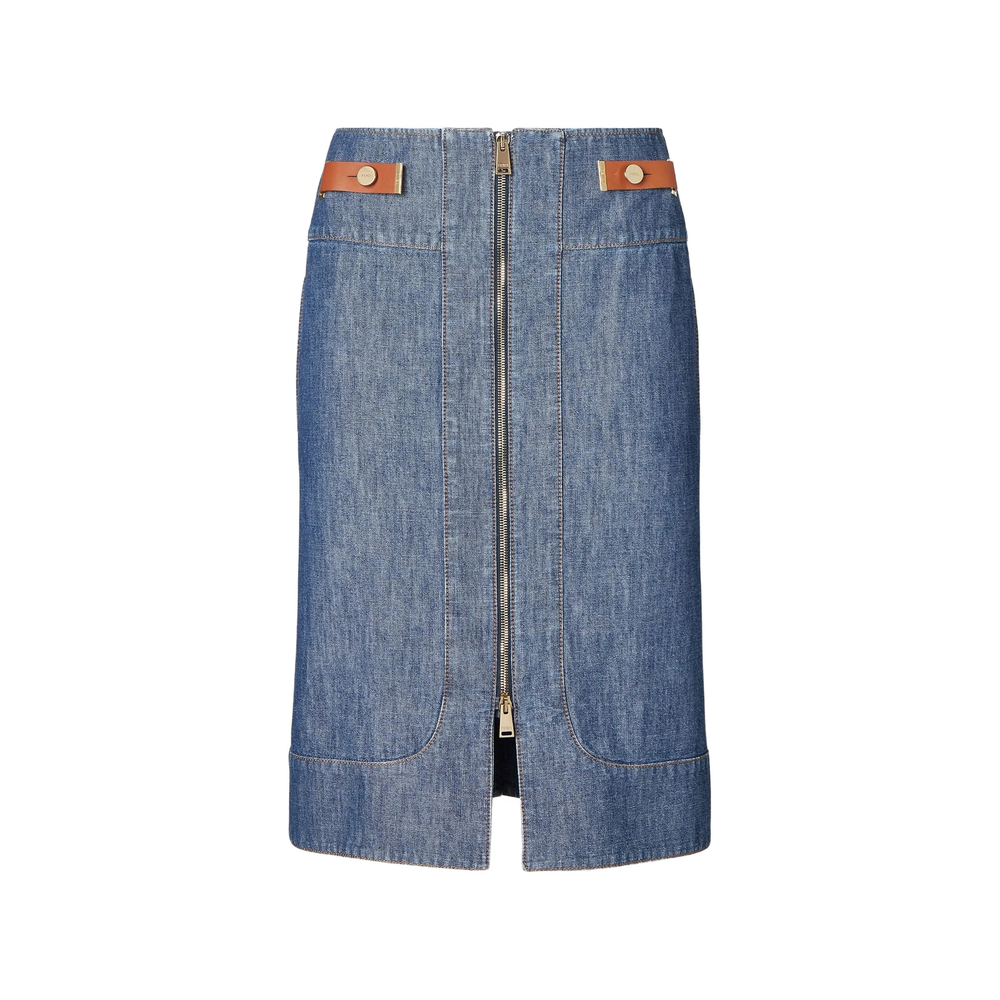 Fendi Navy Blue Chambray Skirt