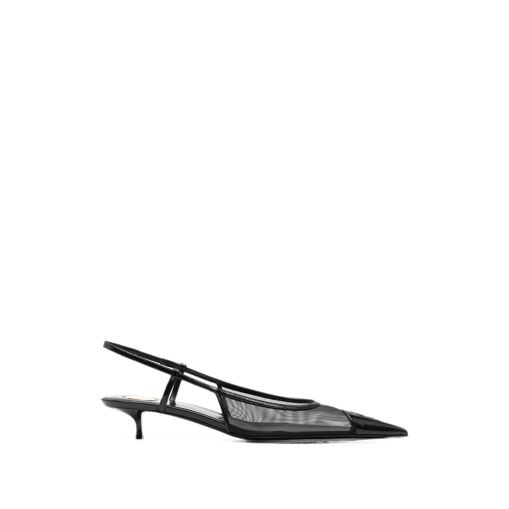 Mesh-Panelled Pointed-Toe Slingback